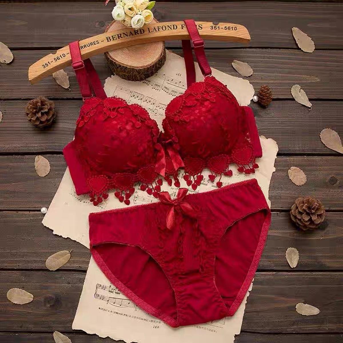 New Design Bra Set Unique Lace Style With painty Set For Women Padded or Removable Pad Wire Bra For Girls Net Style Underwear (skin blue red black and Green color available We may send any color size (30 to 38)