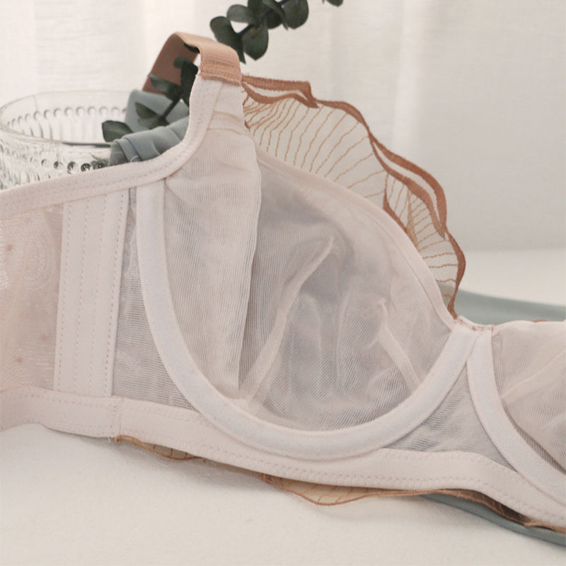 New Fashion Women Pink Lingerie Lace Bralette Cotton Panties Push Up Padded Underwire Bra Sets Lingerie C