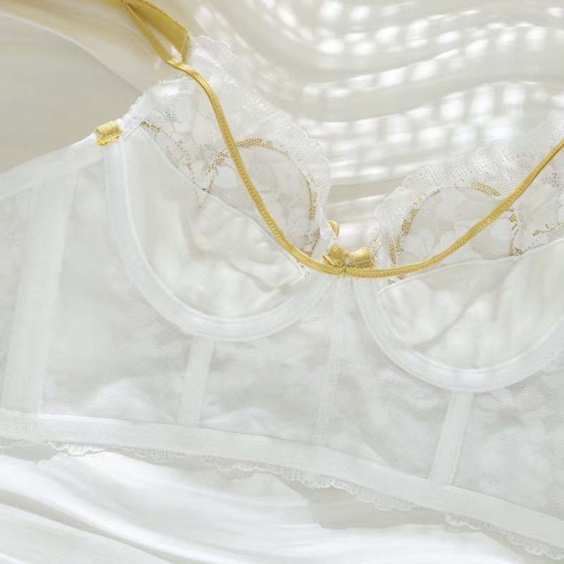 Women Black Lace Trim Straps Bralette Cotton Panties Padded Push Up Bra Sets Underwear Lingerie Sets A B