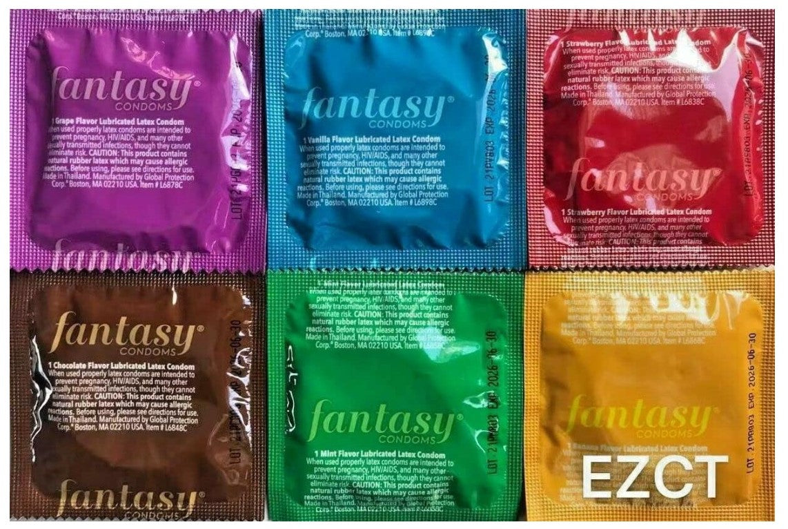 Fantasy Flavored Condoms Pack 48 Condoms Variety of Flavors Such As Vanilla, Strawberry, Mint, Grape, Chocolate, and Banana. [The Random Fun That You Will Not Know Until You Have Used