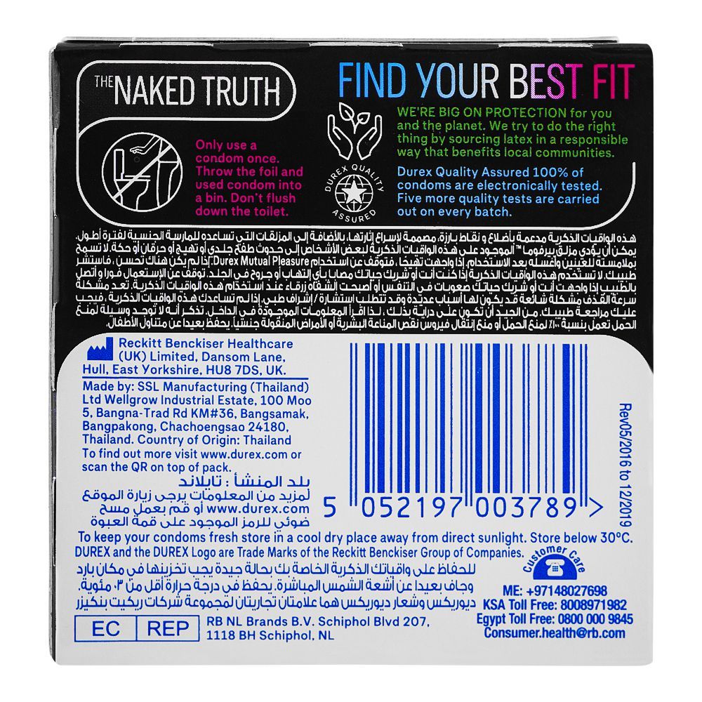 Durex Mutual Pleasure Condom, 3-Pack