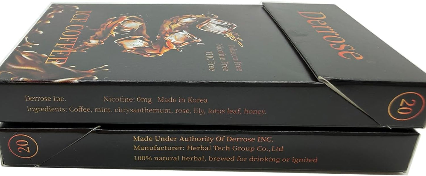 Derrose?Ice Coffee Flavor Herbal Sticks,Herbal Cigarettes,Nicotine Free and Tobacco Free,Help Stop Smoking,Better Effect When Used with Nicotine Patches,Smoking Cessation Products 1 Packs-20 Sticks