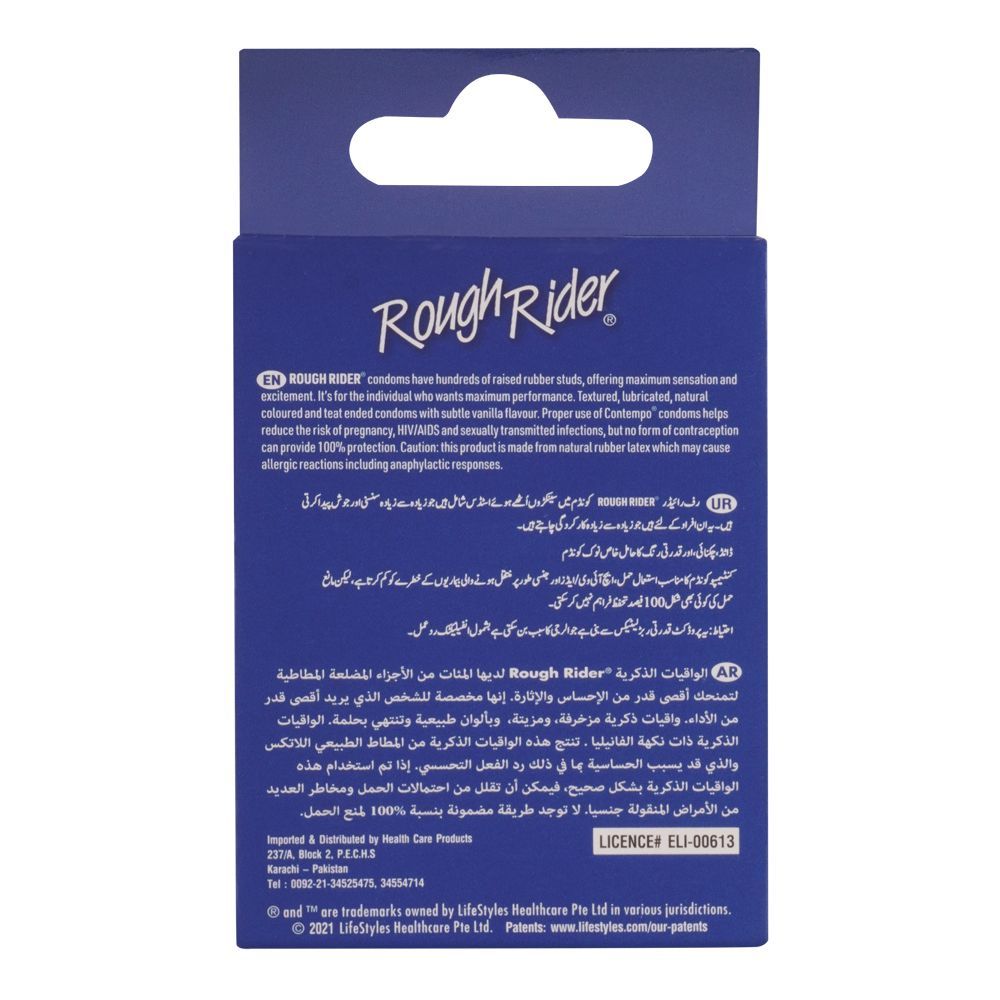 Life Style Rough Rider Studded Extra Sensation Condom, 3-Pack