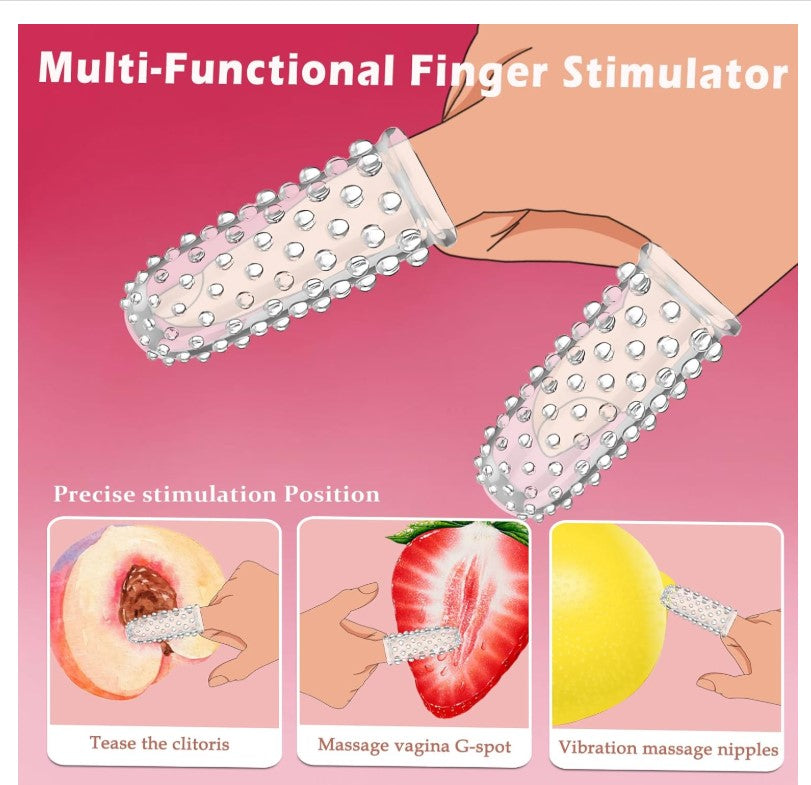 2Pcs Finger Condoms Female Sex Toys, Finger Vibrator Accessories, Finger Sleeve Vagina Clitoral Nipple G-Spot Stimulator, BDSM Anal Sex Toys & Games for Adult Women Men Couples Lesbian