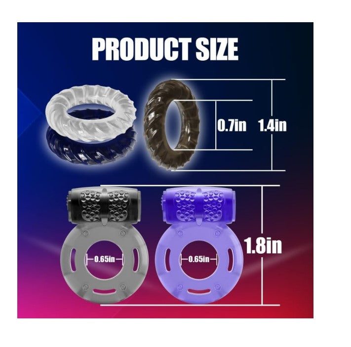 Sex Toys Vibrating Cock Ring, 5Pcs Penis Ring Cock Sleeve Cockring Clitoral Vibrator Couples Sex Toys, Penis Sleeve Extender Adult Male Sex Toy, Cock Ring Vibrator Sex Toys for Men Couple