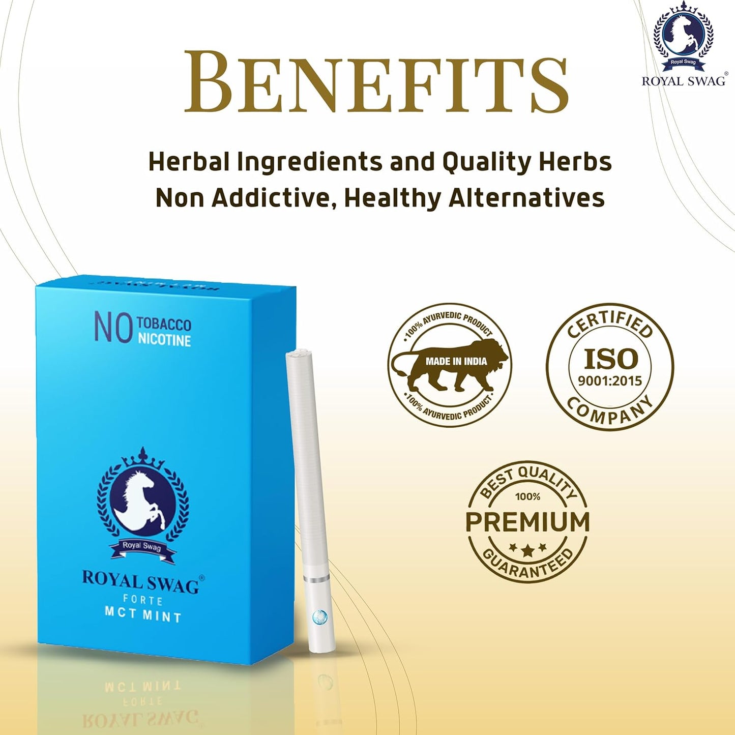 Royal Swag Herbal Mint (MCT) 100% No Nicotine & No Tobacco Cigarettes 1 Packs-20 Sticks