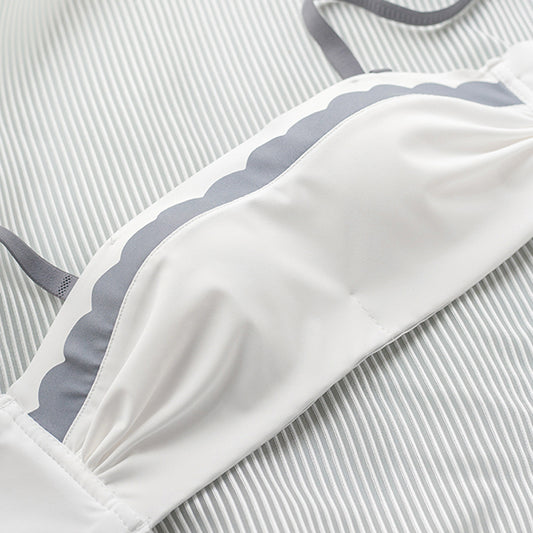 New For Women Gray Bra Sets Half Cup One-Piece Straps Bow Cotton Panties Push Up Underwear  Lingerie Sets