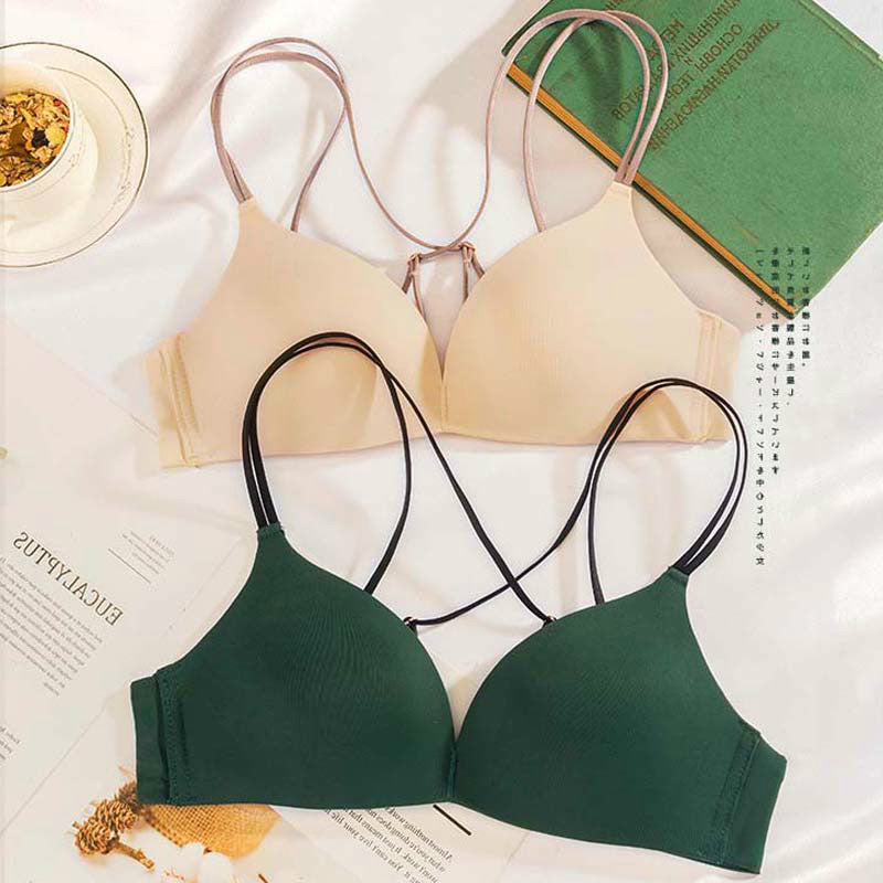 Spring Green For Women Straps  Lingerie Set Wireless Cotton Panties Underwear One-Piece Bra Sets A B Lingerie