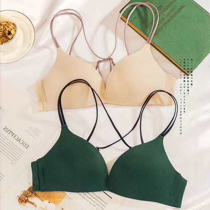 Spring Green For Women Straps  Lingerie Set Wireless Cotton Panties Underwear One-Piece Bra Sets A B Lingerie