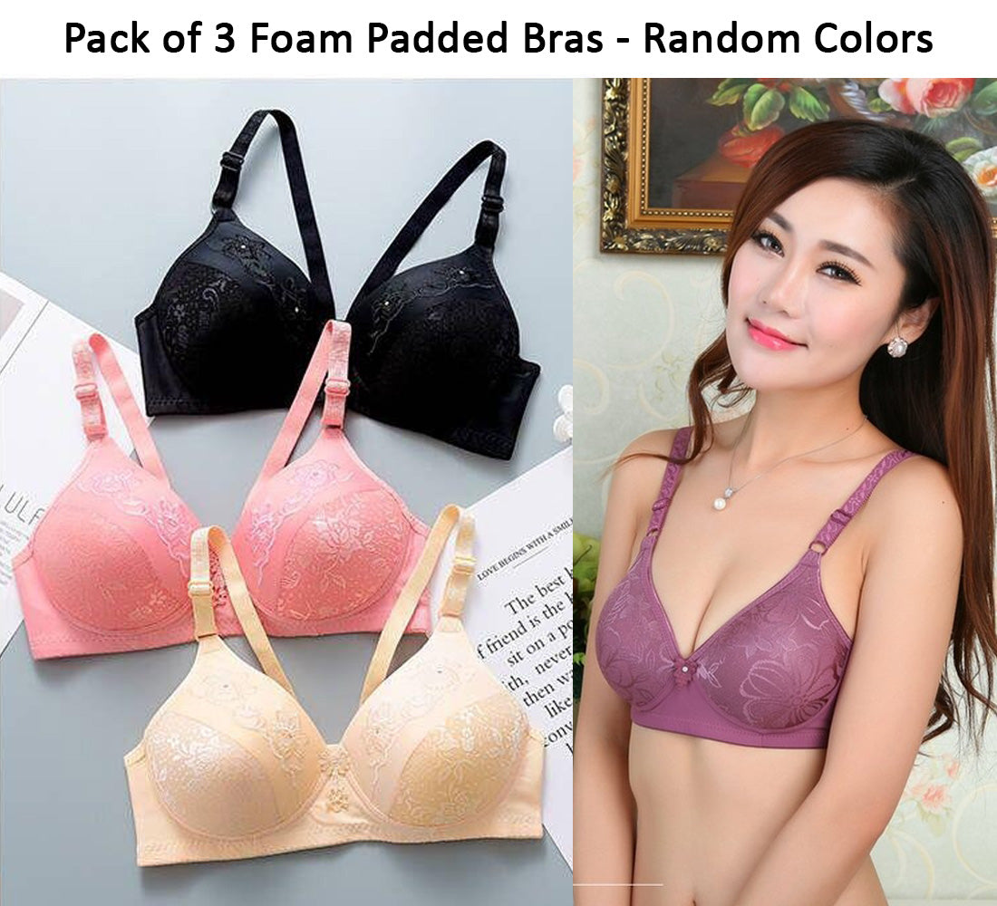 Foam Padded Bras For Women Fits B Cup in Random Colors Wireless Brassiere for Ladies Underwear Garments for Women Bra for Girls with Adjustable Straps 30 40