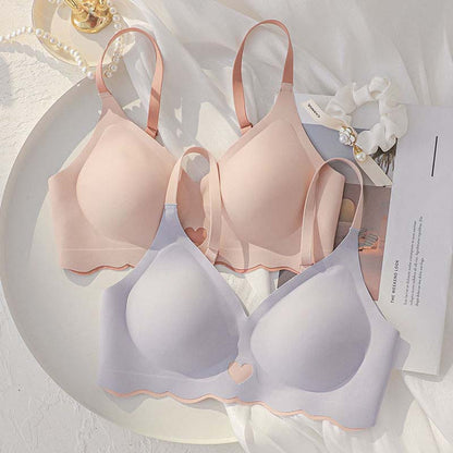 For Women Pink Gray Bra Bralette One-Piece Cotton Panties Bra Sets Trim  Lingerie Sets Wireless Underwear A B