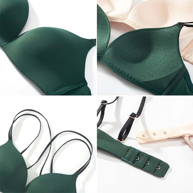 Spring Green For Women Straps  Lingerie Set Wireless Cotton Panties Underwear One-Piece Bra Sets A B Lingerie
