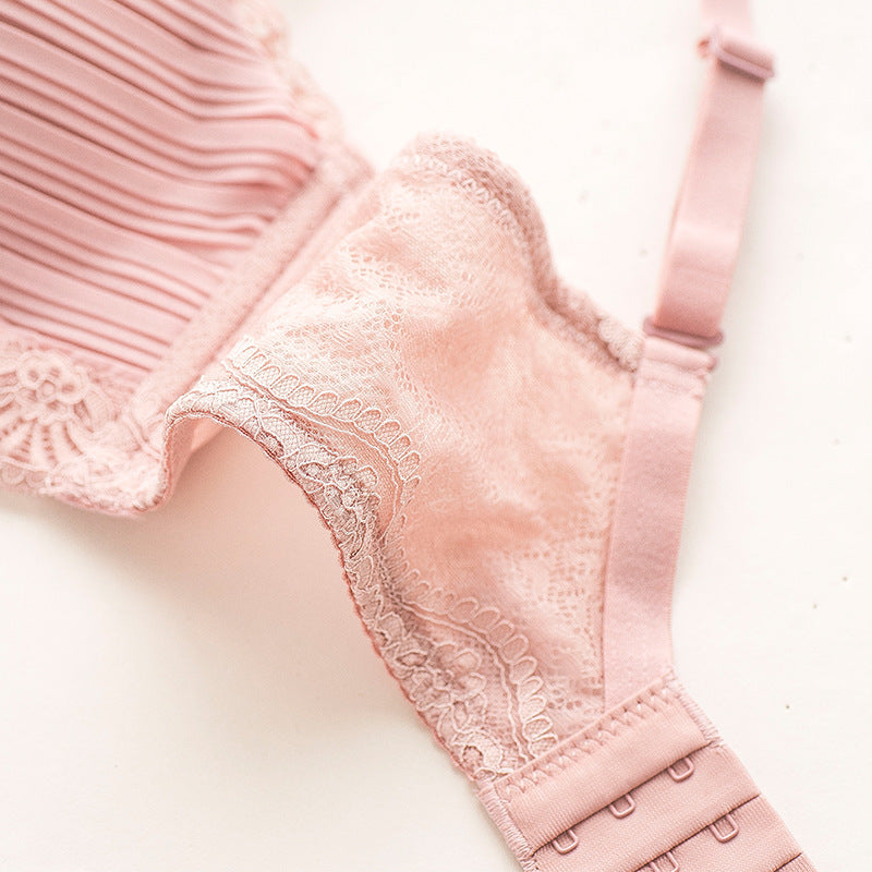 New For Women Lace Trim Half Cup Straps Bow Bralette Panties Wireless Underwear  Lingerie Push Up Bra Sets