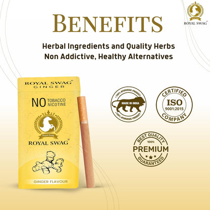ROYAL SWAG Natural Herbal Ginger, PAAN Flavour 1 Packs-20 Sticks Ayurvedic Herbs Clove, Tulsi, and More Additives and Chemicals 100% Tobacco-Free and Nicotine-Free