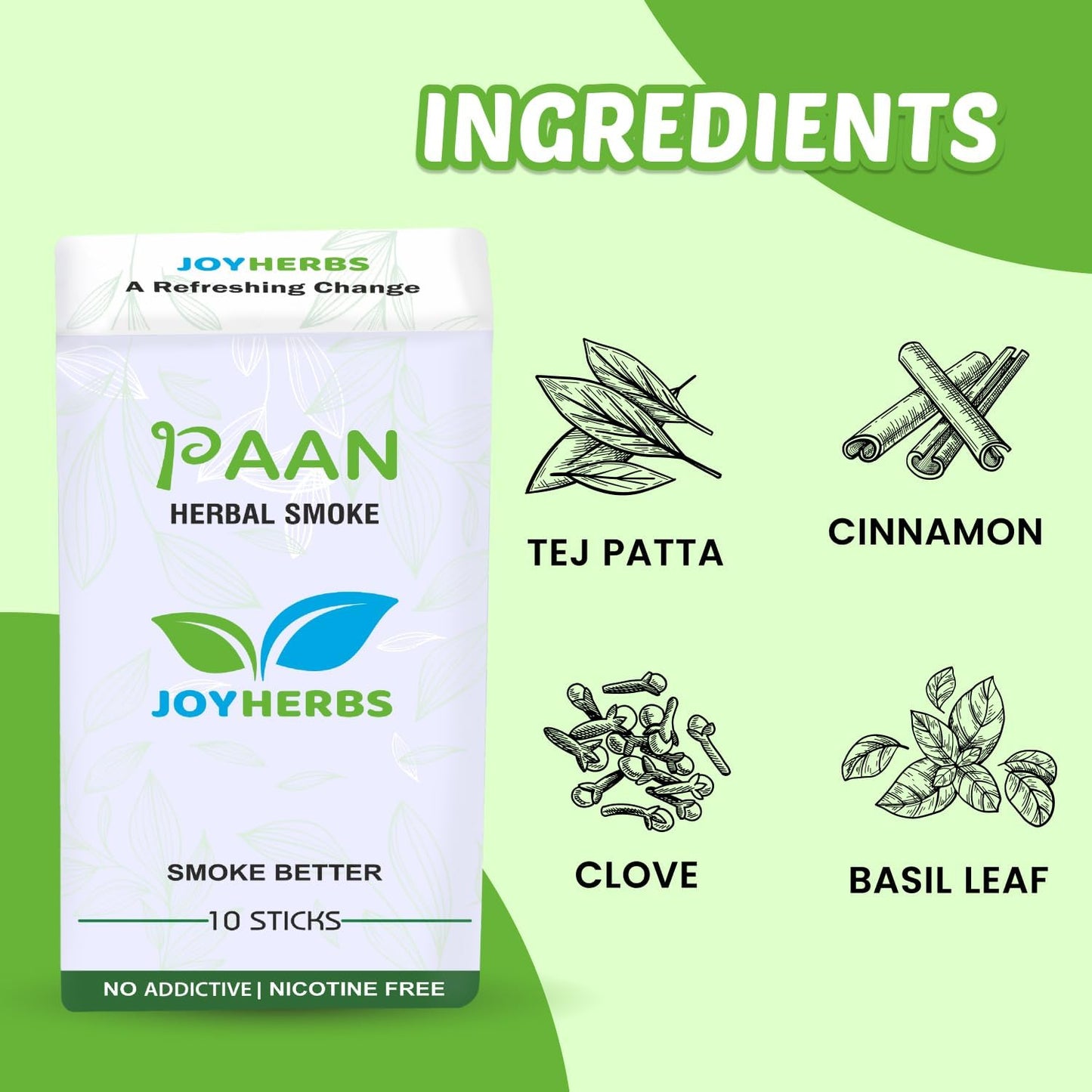 Herbal Cigarettes 100% Tobacco Free and Nicotine Free PAAN 1 Packs-20 Sticks Non Addictive