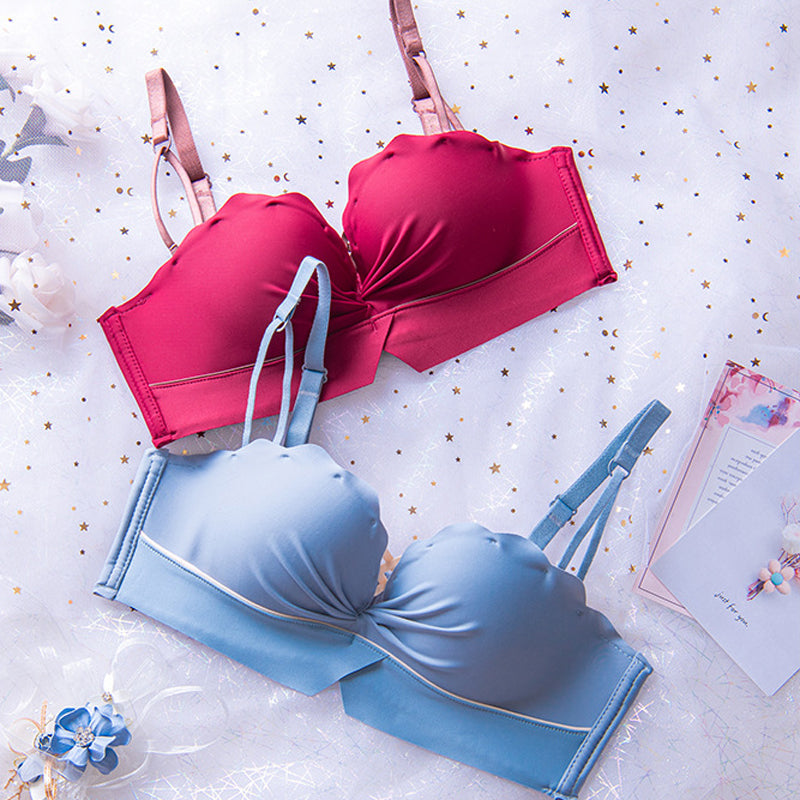 New For Women Red Blue Push Up Cup A B Bra Sets Cotton Panties Sexy Lingerie Set Underwear Wireless Padded112