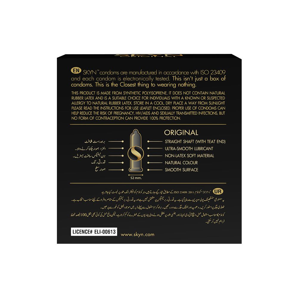 Skyn Original Natural Feeling Non-Latex Condom, 3-Pack