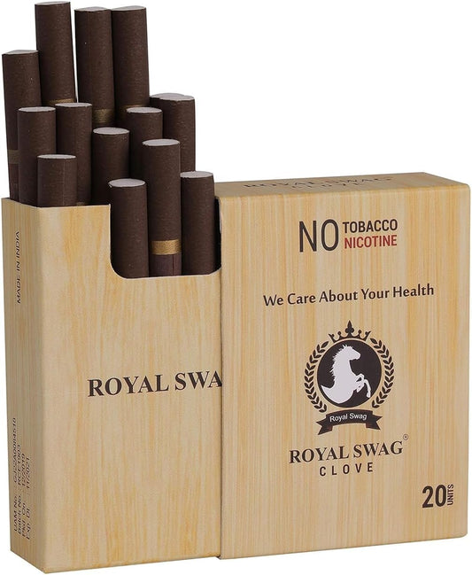 ROYAL SWAG Ayurvedic Herbal Cigarettes 100% Tobacco & Nicotine Free Clove Flavoured 1 Packs-20 Sticks