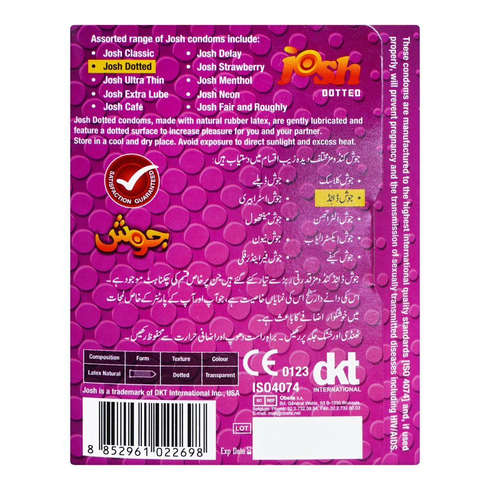 josh Dotted Condom, 3-Pack