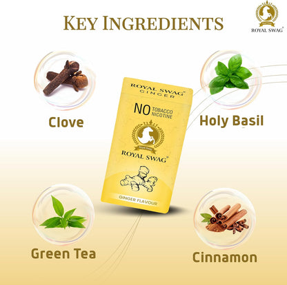 ROYAL SWAG Natural Herbal Ginger, PAAN Flavour 1 Packs-20 Sticks Ayurvedic Herbs Clove, Tulsi, and More Additives and Chemicals 100% Tobacco-Free and Nicotine-Free