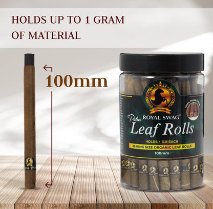 Royal Swag Natural Pre-Rolled Palm Leaf Cone Rolling Papers 25 Pcs King Size Palm Leaf Natural Cones with 1 Filling Stick Corn Husk Filter Preroll Cones 100 mm Length (25 Rolls Total)