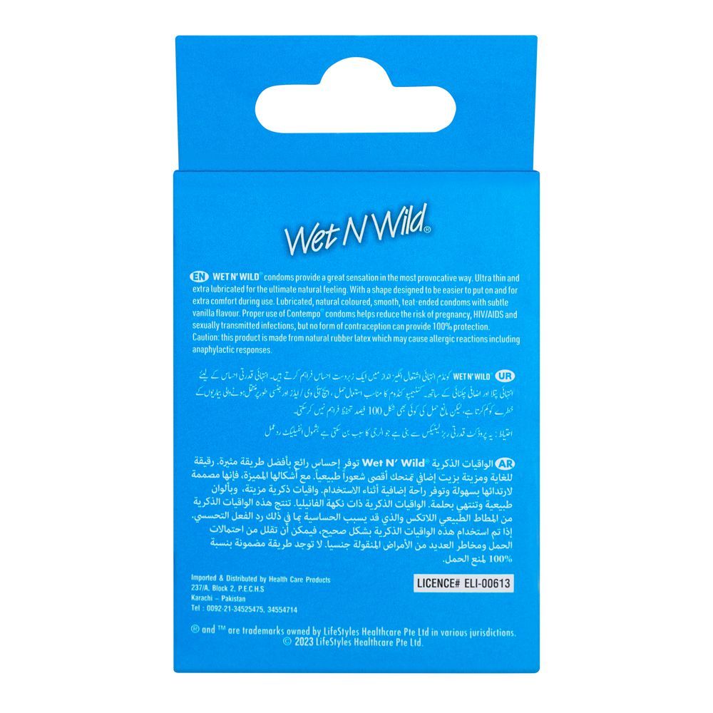 Wet N Wild Extra Lubricated Condom, 3-Pack