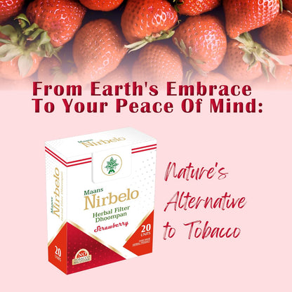 Herbal Filter Dhoompan, Tobacco and Nicotine Free, Nature's Alternative, 40 pieces, Pack of 2, Strawberry Flavor