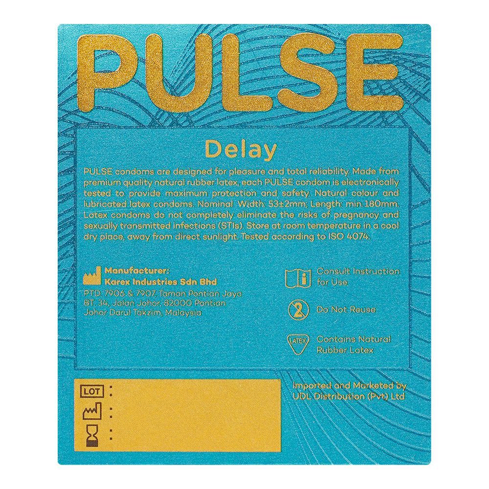 Pulse Delay Premium Condoms, 3-Pack