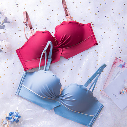 New For Women Red Blue Push Up Cup A B Bra Sets Cotton Panties Sexy Lingerie Set Underwear Wireless Padded