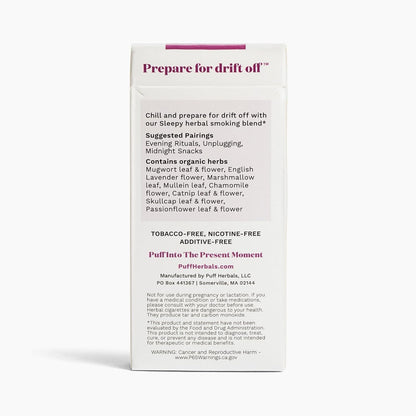 Puff Herbals Sleepy Herbal Cigarettes Tobacco-Free, Nicotine-Free Smoking Alternative Supports Sleep, Relaxation, and Wind-Down Rituals with Lavender, Mugwort, and Mullein