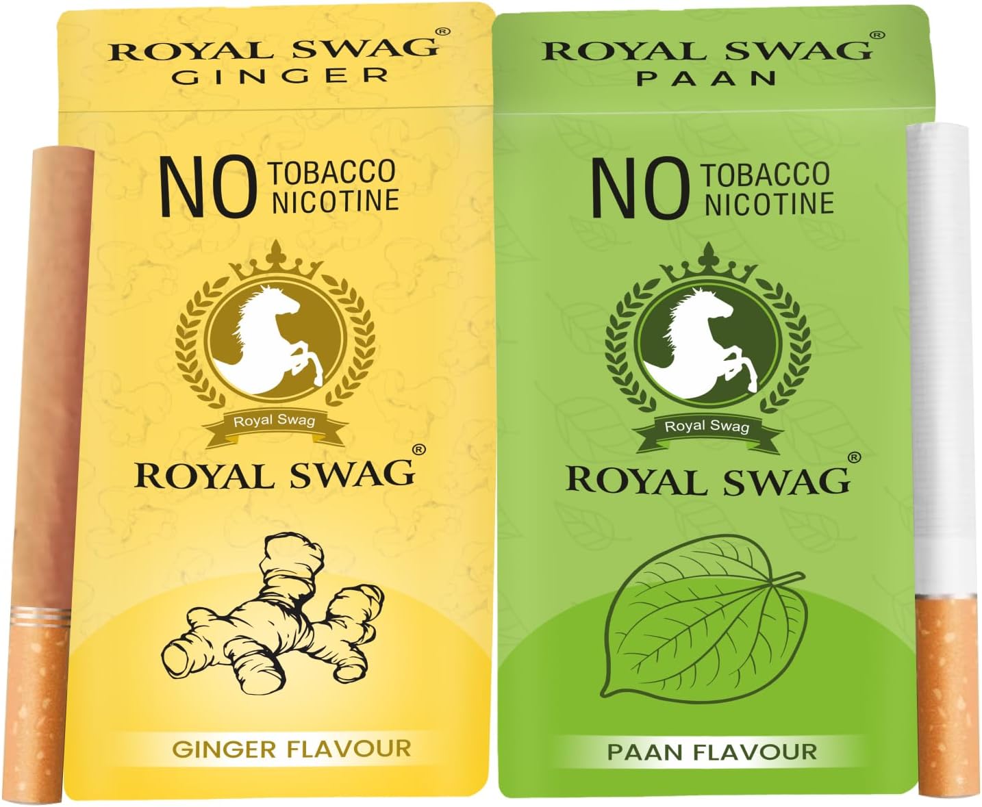 ROYAL SWAG Natural Herbal Ginger, PAAN Flavour 1 Packs-20 Sticks Ayurvedic Herbs Clove, Tulsi, and More Additives and Chemicals 100% Tobacco-Free and Nicotine-Free