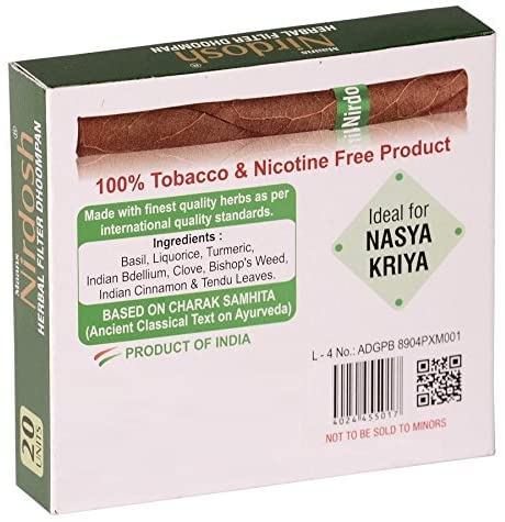 New Nirdosh Tobacco Free Herbal Cigarettes No Nicotine No Tobacco 1 Packs-20 Sticks