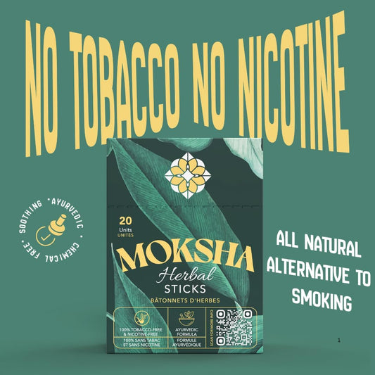 Moksha Herbal Filter Cigarette Sticks 100% Nicotine & Tobacco Free Non-Addictive Smoking Cessation Aid ?All Natural Ayurvedic Herbal Ingredients 1 Pack of 20 Sticks