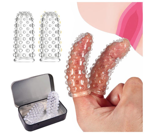 2Pcs Finger Condoms Female Sex Toys, Finger Vibrator Accessories, Finger Sleeve Vagina Clitoral Nipple G-Spot Stimulator, BDSM Anal Sex Toys & Games for Adult Women Men Couples Lesbian