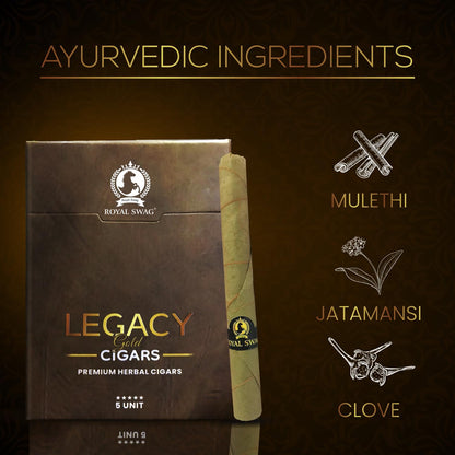 ROYAL SWAG Premium Herbal Cigars Full Size 95.0 mm with Corn Husk Filter 100% Tobacco Free and Nicotine 20 Sticks) Organic and Natural, Packed Alternatively Made in India