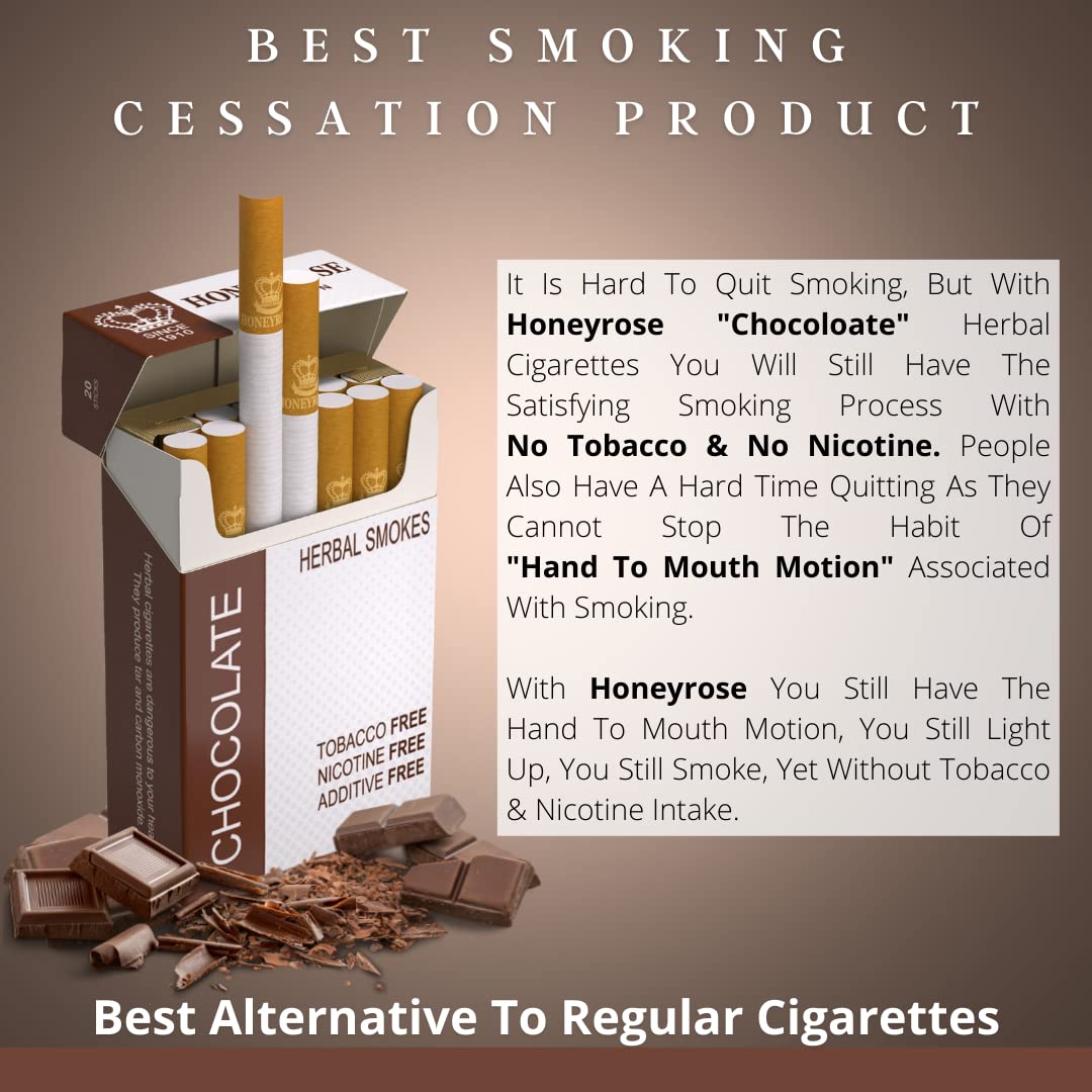 Honeyrose STRAWBERRY & CHOCOLATE Herbal Cigarette - Tobacco & Nicotine FREE, Prop Cigarettes, Herbal Smokes, Quit Smoking, All Natural, Made in England