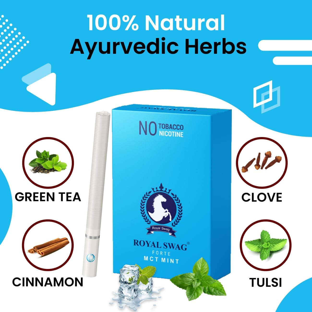 Royal Swag Herbal Cigarettes 05 Flavours - Regular, Clove, Frutta, Mint, and Ginger 100% Tobacco Free & Nicotine Free 1 Packs-20 Sticks