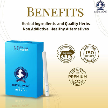 Royal Swag Herbal Mint (MCT) 100% No Nicotine & No Tobacco Cigarettes 1 Packs-20 Sticks