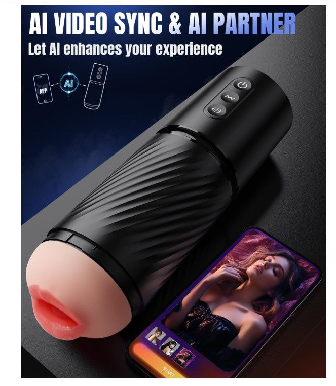 Sex Toys for Men Male Masturbator - 3 Sleeves AI Sync Pocket Pussy Mens Sex Toy with 10 Sucking & 10 Dual Vibrating, APP Control Penis Pump Adult Toy Male Stroker Blowjob Machine Massage Kits