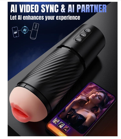 Sex Toys for Men Male Masturbator - 3 Sleeves AI Sync Pocket Pussy Mens Sex Toy with 10 Sucking & 10 Dual Vibrating, APP Control Penis Pump Adult Toy Male Stroker Blowjob Machine Massage Kits