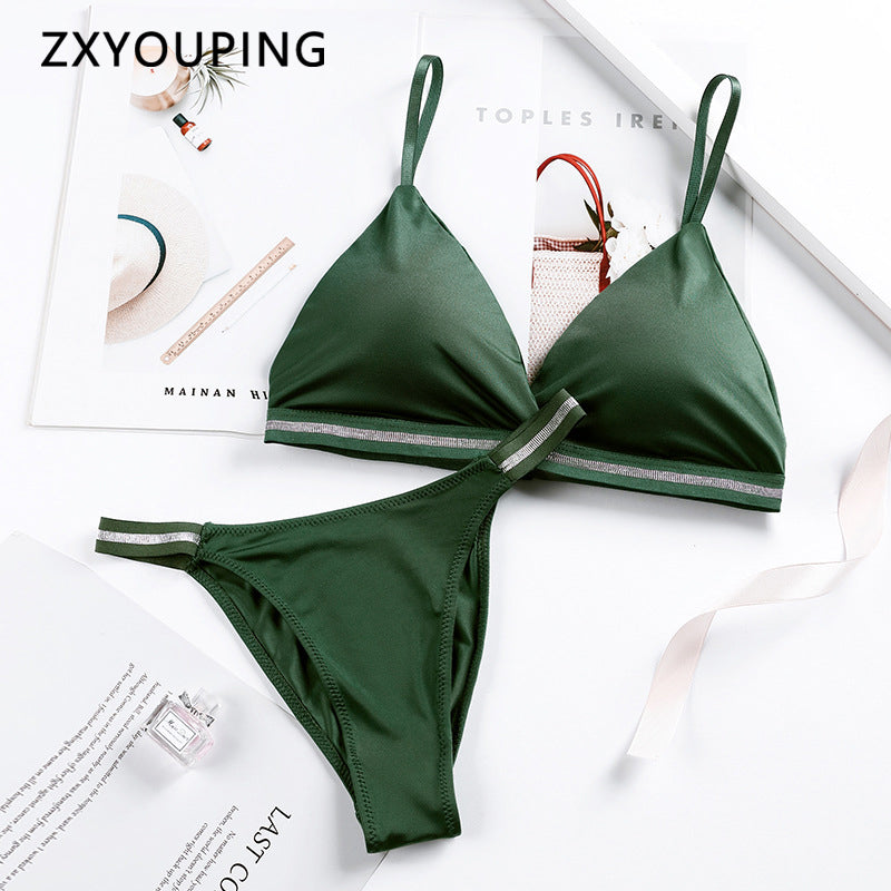 Women's Lingerie Set Bra Brief Sets Woman Triangle Cup Bralette Seamless Wireless Ice Silk Bras & Panties Underwear Female