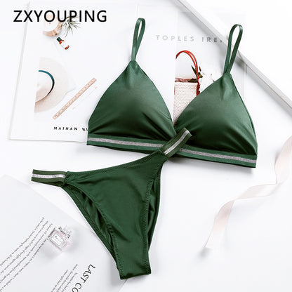 Women's Lingerie Set Bra Brief Sets Woman Triangle Cup Bralette Seamless Wireless Ice Silk Bras & Panties Underwear Female