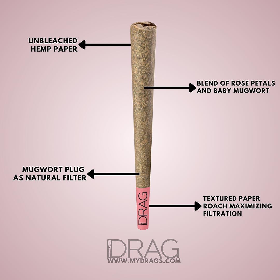 10 Floral pre-Rolled Smokes - Drag - Rose 100% Organic, sourced from The Alpine Forests of The Himalayas Herbal Cigarette