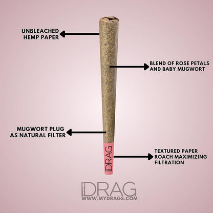 10 Floral pre-Rolled Smokes - Drag - Rose 100% Organic, sourced from The Alpine Forests of The Himalayas Herbal Cigarette