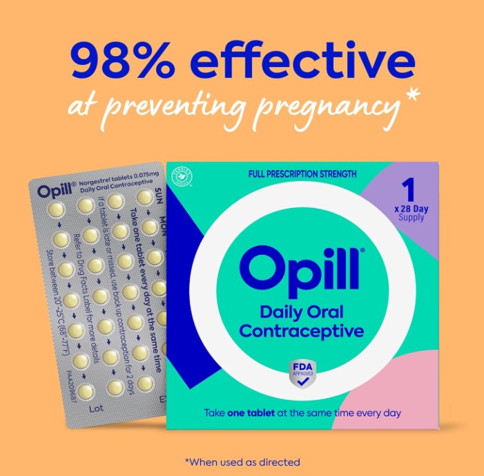 Opill, Daily Birth Control Pills, Over-The-Counter Progestin-Only Oral Contraceptive, FDA-Approved & Estrogen-Free, 84 Count