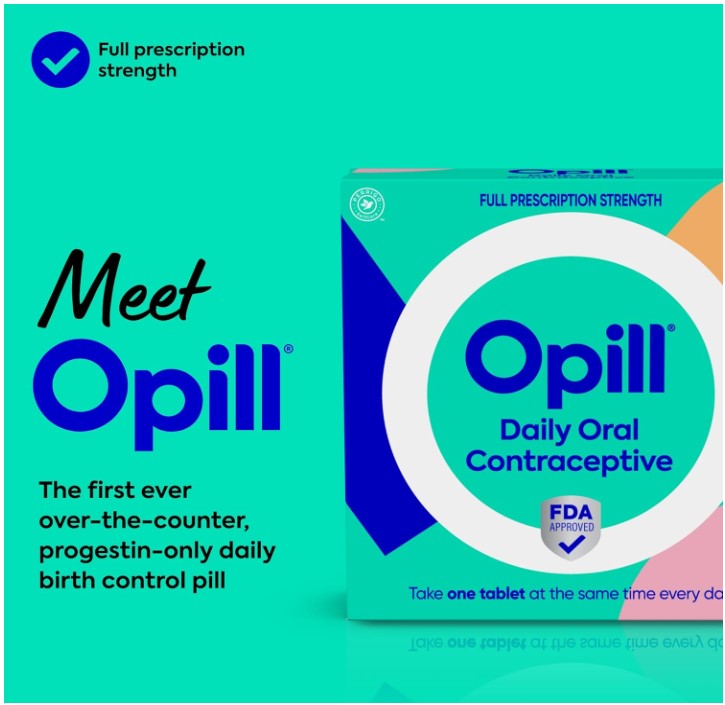 Opill, Daily Birth Control Pills, Over-The-Counter Progestin-Only Oral Contraceptive, FDA-Approved & Estrogen-Free, 84 Count