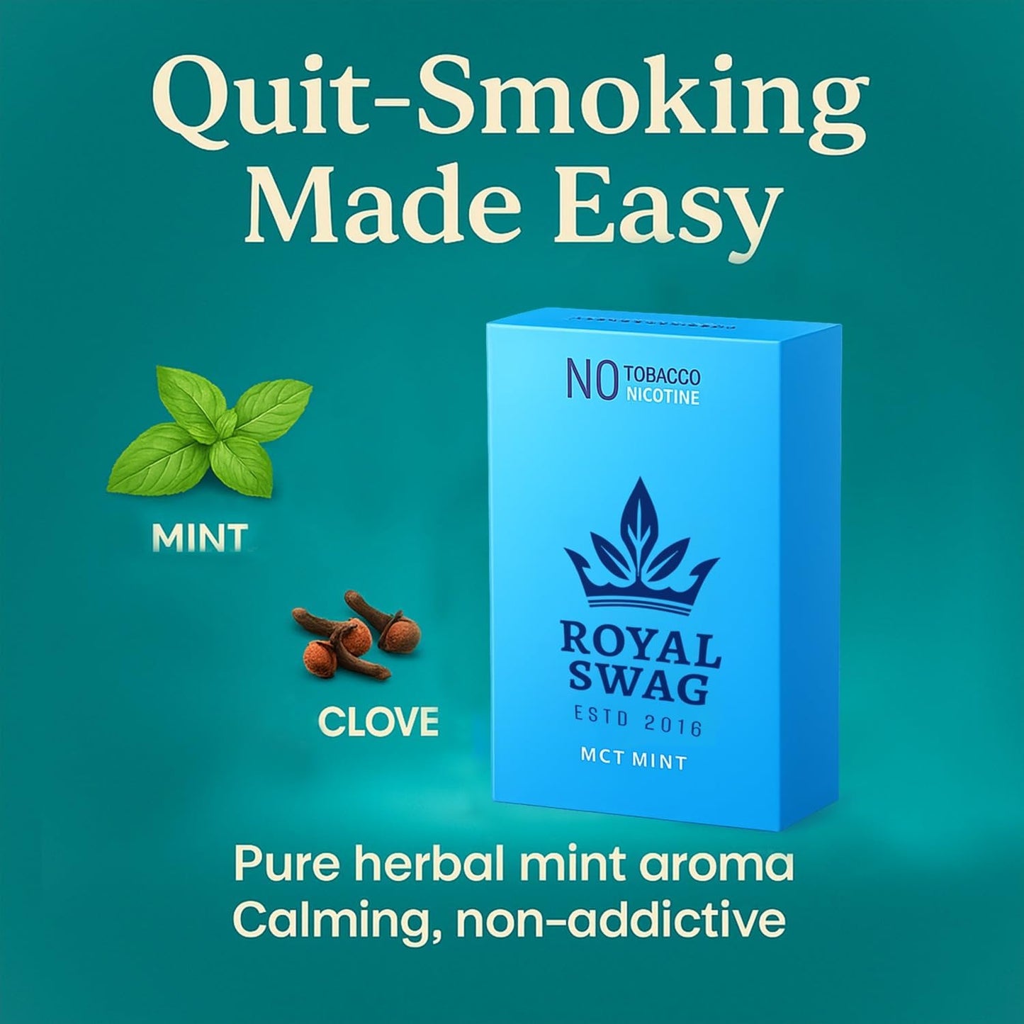 Royal Swag King Size Herbal Sticks Mint Flavour 20 Pack Herbal Sticks Tobacco Free Nicotine Free Vegan Chemical Free Herbal Alternative