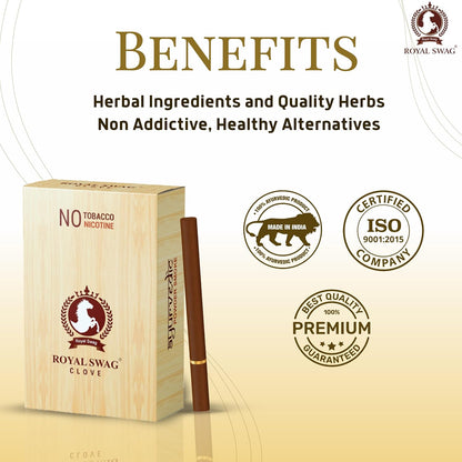 ROYAL SWAG Ayurvedic Herbal Cigarettes 100% Tobacco & Nicotine Free Clove Flavoured 1 Packs-20 Sticks