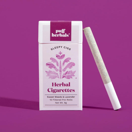 Puff Herbals Sleepy Herbal Cigarettes Tobacco-Free, Nicotine-Free Smoking Alternative Supports Sleep, Relaxation, and Wind-Down Rituals with Lavender, Mugwort, and Mullein