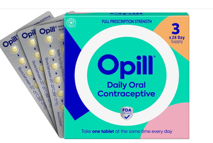 Opill, Daily Birth Control Pills, Over-The-Counter Progestin-Only Oral Contraceptive, FDA-Approved & Estrogen-Free, 84 Count